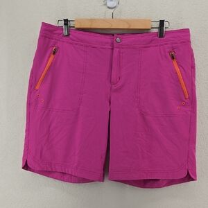 Title Nine Magenta Athletic Board Shorts with Orange Zip Accents